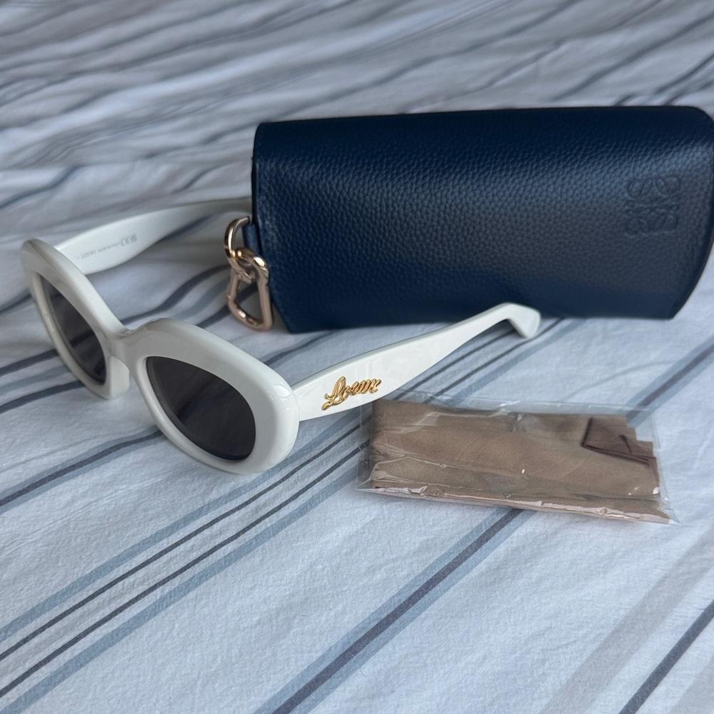 Loewe Cream Sunglasses with Navy Case